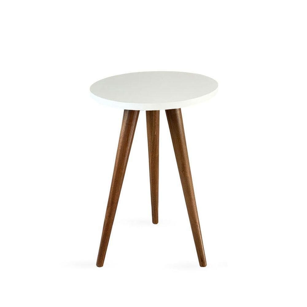 Mesa Lateral De Canto Tripé 50x35cm Branco