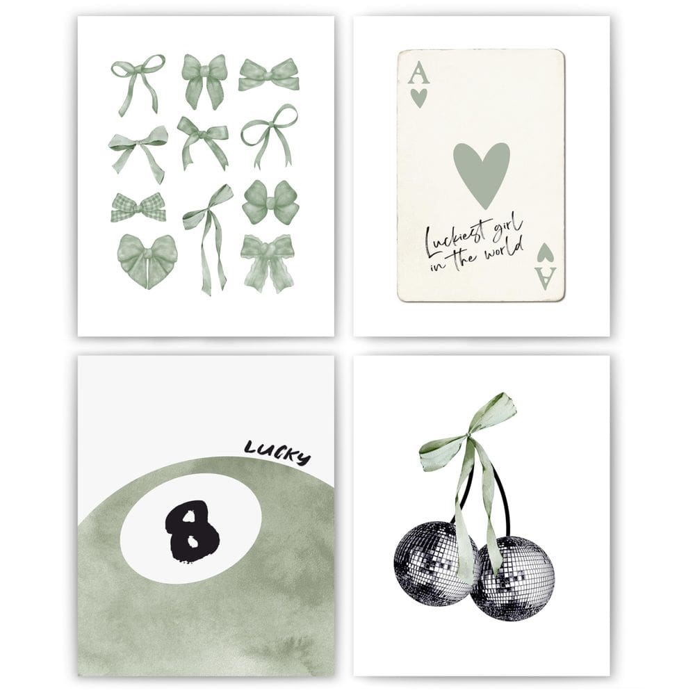 Conjunto de impressões de arte de parede okaxscm Coquette Trendy Preppy x4 20x25cm