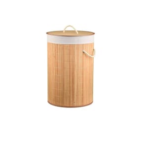 Cesto Multiuso Bambu Organizador Roupa Suja Dobrável 48lts
