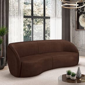 Sofá Decorativo Sala De Estar Bipartido 318cm Clarke Pu Marrom Manchado G45 - Gran Belo
