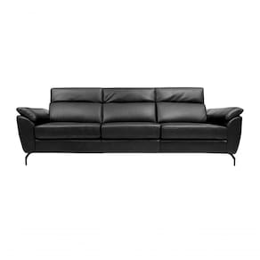 Sofá De Couro Hannover 3 Lugares Preto Pigmentado 3,08 M - Mempra