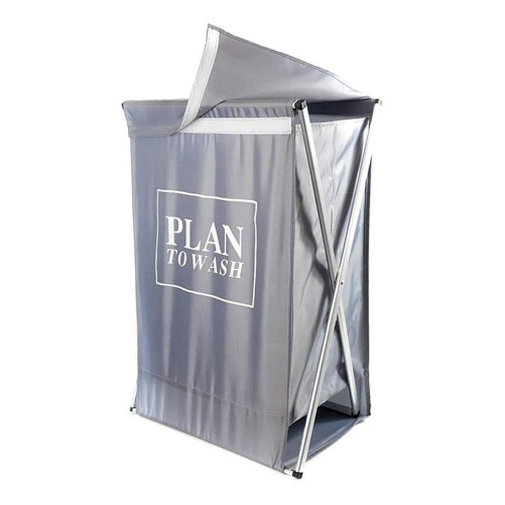 Cesto De Roupas Dobrável Cinza Deluxe Com Tampa 63 X 38