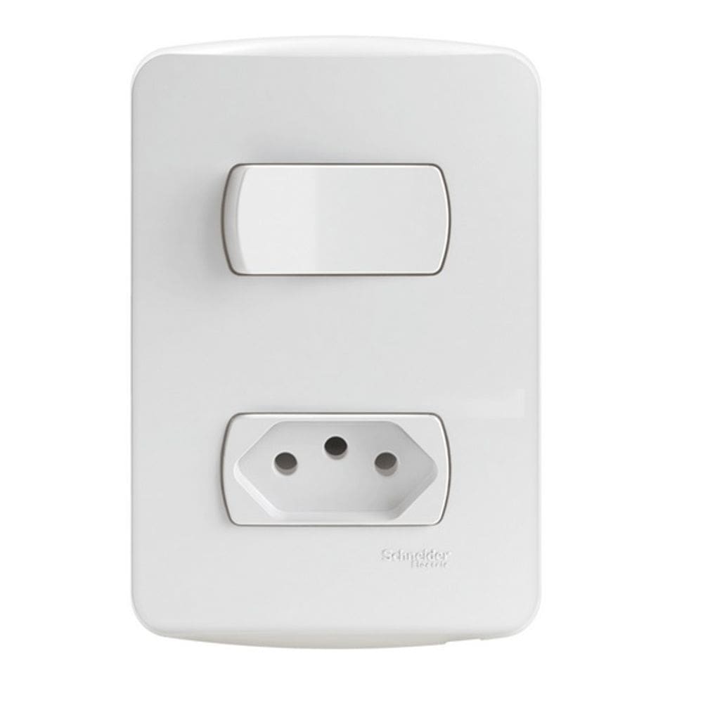 Conjunto 1 Interruptor Simples + 1 Tomada 2P+T 10A Miluz Schneider S3B69030