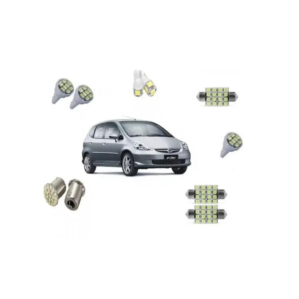 Kit Lâmpadas Led Teto, Porta Malas e Placa Honda Fit