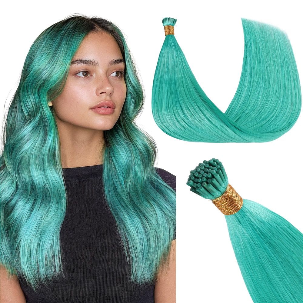 Extensões de cabelo GOO GOO I Tip 18 polegadas 50 g verde azulado