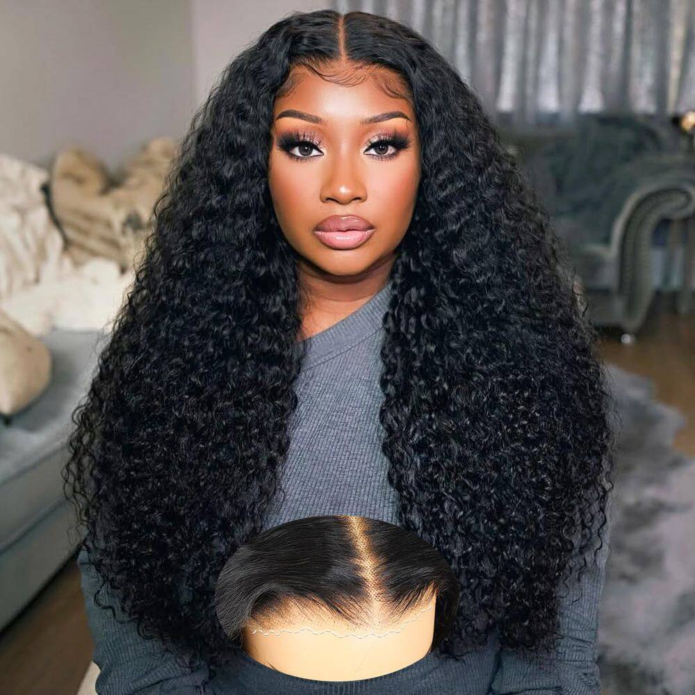 Perucas AOFEER Wear and Go Glueless 66 cm Deep Wave 200% de densidade
