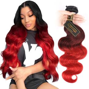 Pacotes de cabelo QTHAIR 16A Grau 3 Tone Preto Borgonha Vermelho 56 cm