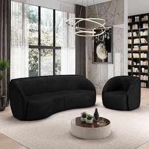 Conjunto Sofá Sala De Estar Bipartido 288cm E Poltrona Clarke Pu Preto Manchado G45 - Gran Belo