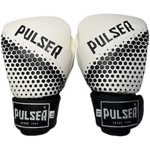 Luva De Boxe E Muay Thai Pulser Hexa Branco/Preto Adoma 12Oz