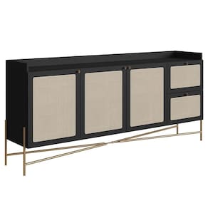 Balcão Aparador Buffet 3 Portas Pé Metal Arlo A10 Nero/dourado - Mpozenato