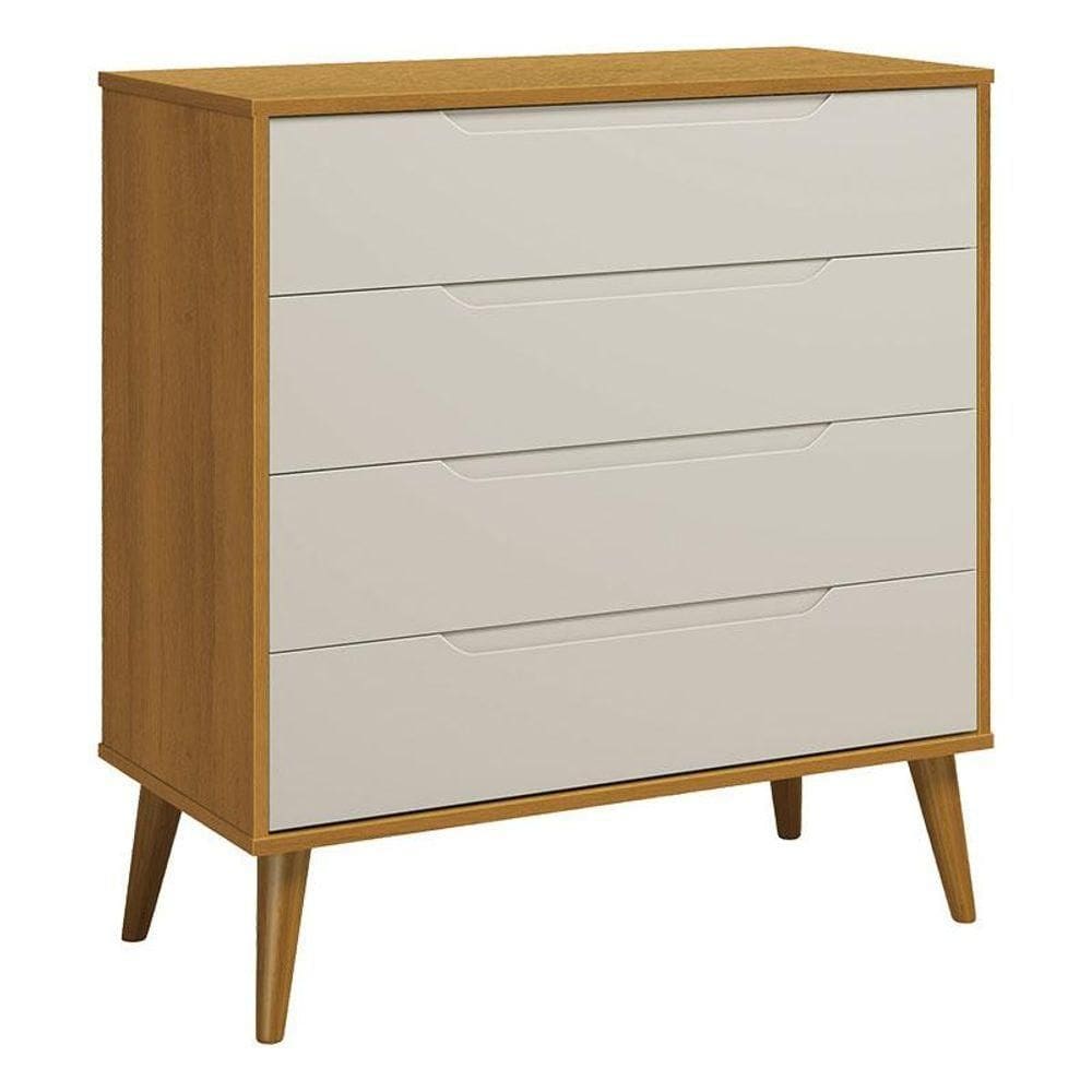 Cômoda Gaveteiro Retrô Elfe Areia Acetinado Savana Amadeirado Reller