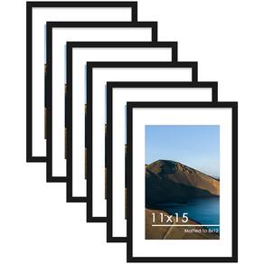 Conjunto de 6 porta-retratos PEALSN pretos 11x15 para decoração de parede