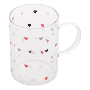 Xícara Caneca De Vidro Corações Love 200 Ml - Lyor