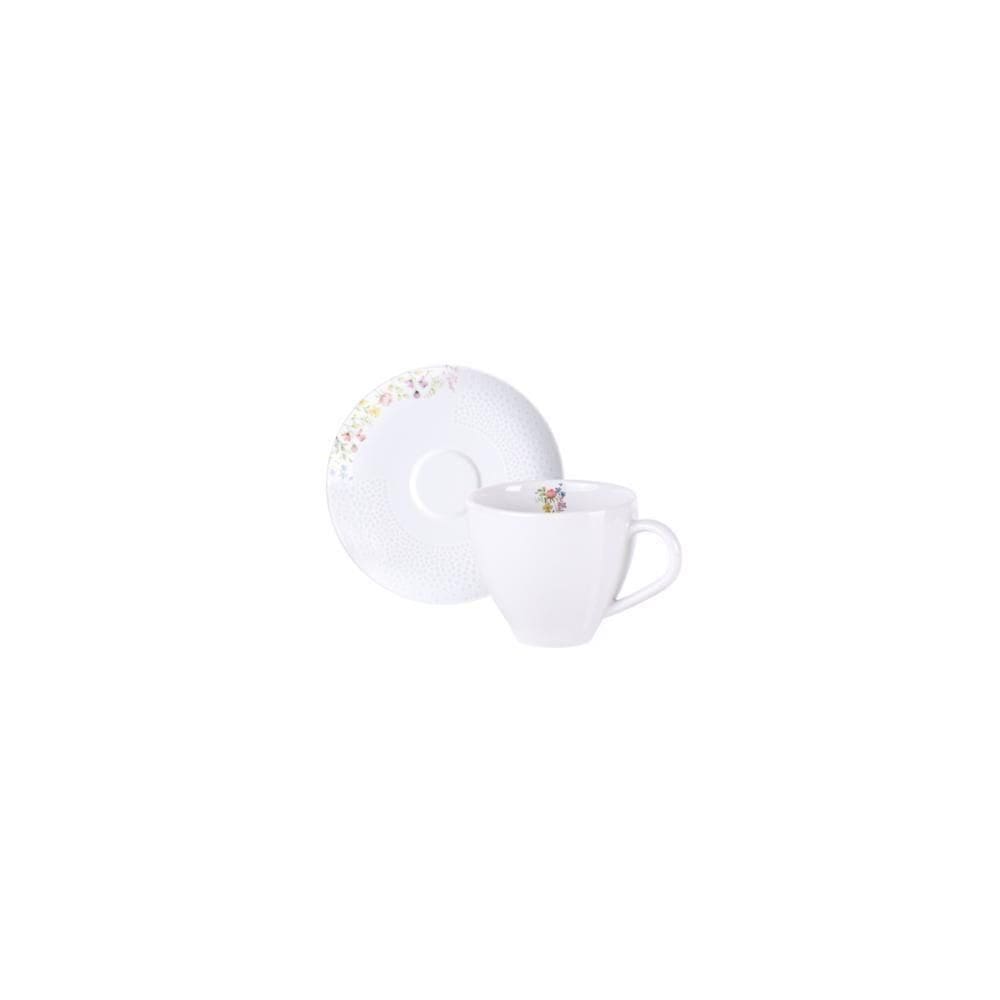 Conjunto Xícara E Pires De Café Tramontina Artemis Em Porcelana Decorada 100 Ml 2 Peças
