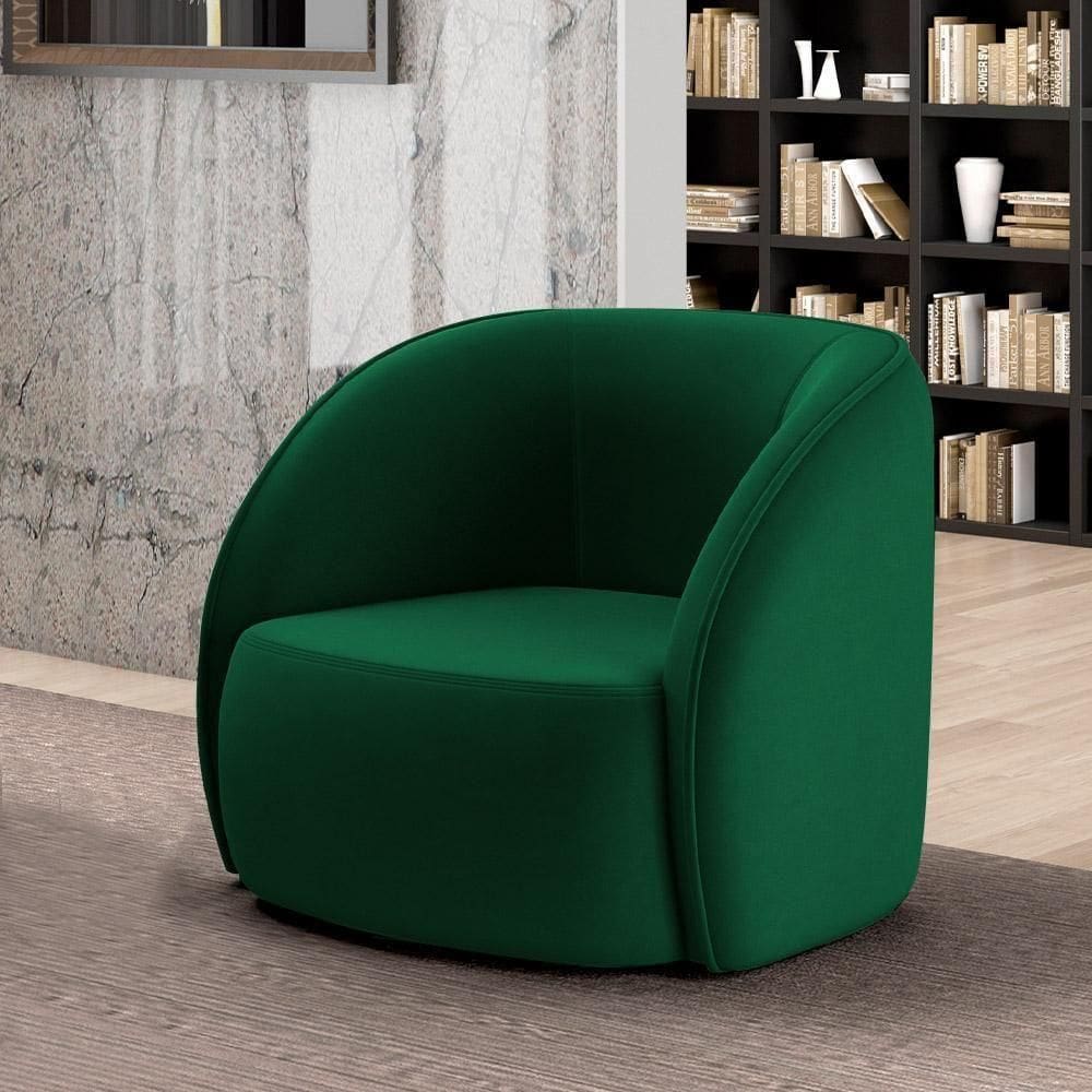 Poltrona Decorativa Sala De Estar Clarke Veludo Verde G45 - Gran Belo