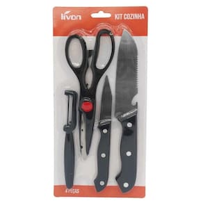 Kit Utensílios Cozinha Aço Inox Livon