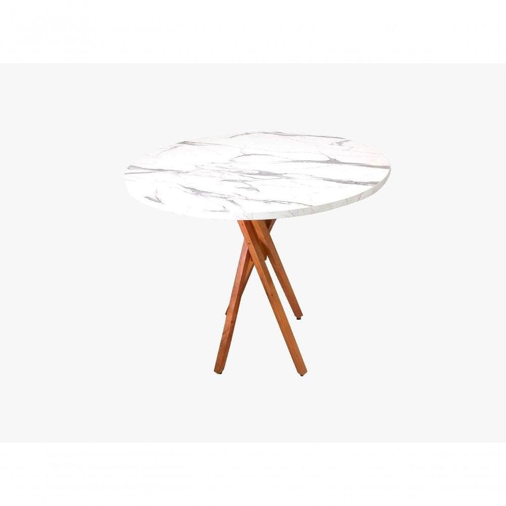 Mesa Redonda Estilo Granito 90 Cm Com Pés Trançados