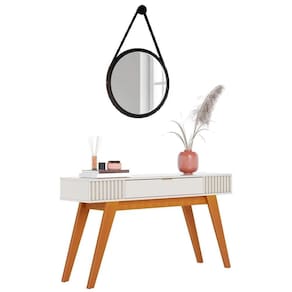 Aparador Para Sala De Estar Valerie Com Espelho Adnet 67cm C05 Preto/off White - Mpozenato