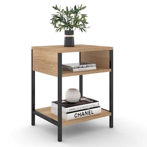 Mesa De Cabeceira Estilo Industrial Plaza L03 Castanho - Mpozenato