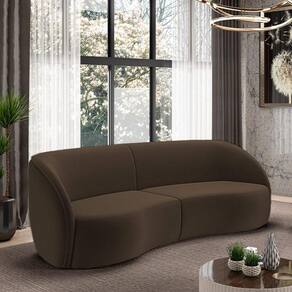 Sofá Decorativo Sala De Estar Bipartido 288cm Clarke Veludo Marrom G45 - Gran Belo