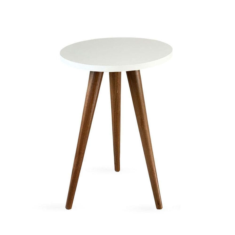 Mesa Lateral De Canto Tripé 60x35cm Branco