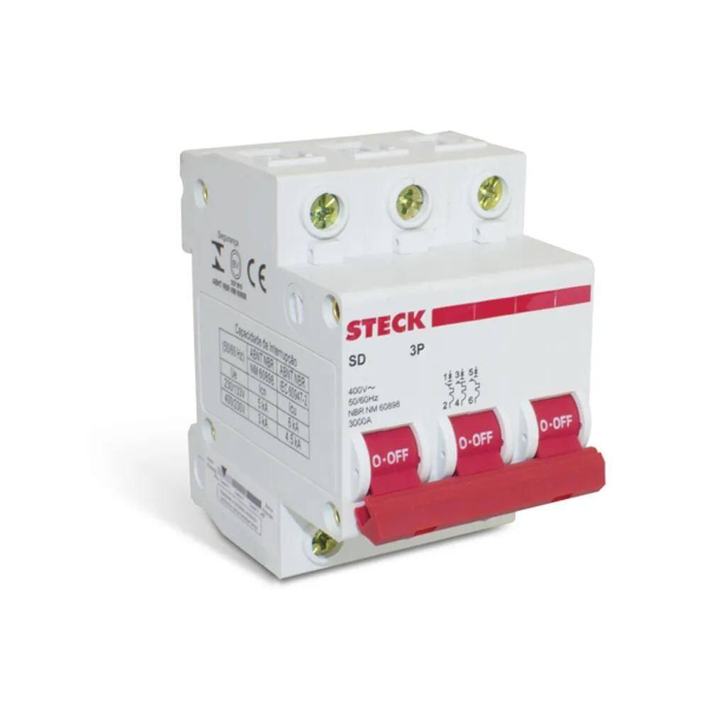 Disjuntor Tripolar 25A C 3kA Steck Sdd63c25