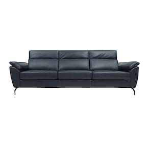 Sofá De Couro Hannover 3 Lugares Blue Bicolor 2,78 M - Mempra