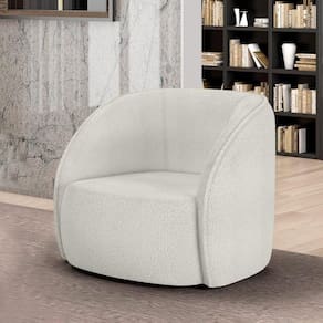 Poltrona Decorativa Sala De Estar Clarke Bouclê Offwhite G45 - Gran Belo