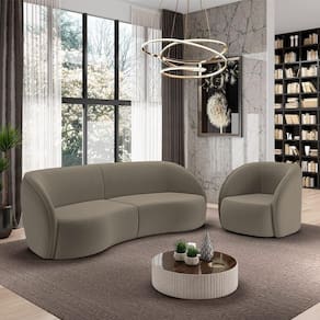 Conjunto Sofá Sala De Estar Bipartido 288cm E Poltrona Clarke Veludo Castor G45 - Gran Belo