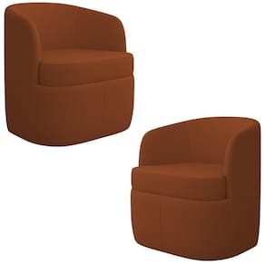 Kit 2 Poltronas Giratória Decorativa Para Sala Dandara K04 Bouclê Terracota - Mpozenato