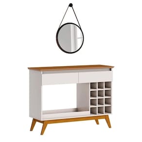 Aparador Classic Com Espelho Decorativo Adnet 67cm Hi01 Off White/freijó - Mpozenato