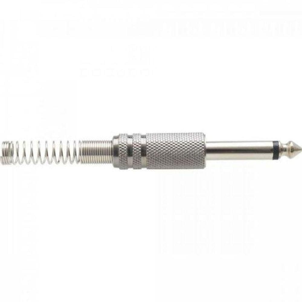 Plug P10 Mono Metal Niquelado Com Mola Storm - Pct - 50