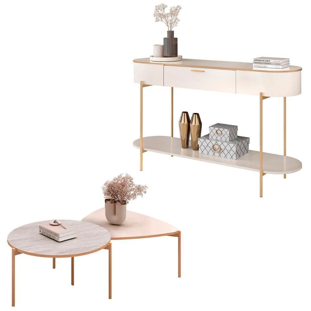 Aparador De Sala E Mesas De Centro Olivia D04 Off White - Mpozenato