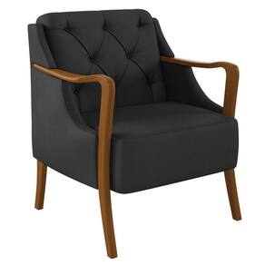 Poltrona Decorativa Para Sala De Estar Capitonê Lapa M22 Pu Preto - Mpozenato