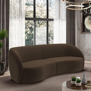 Sofá Decorativo Sala De Estar Bipartido 318cm Clarke Veludo Marrom G45 - Gran Belo