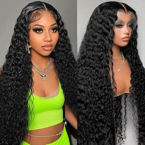Perucas frontais de renda Tosiboy Deep Wave 60 cm Cabelo humano 180% de densidade
