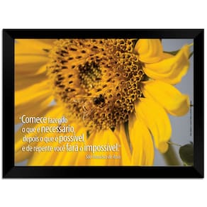 Quadro Decorativo Frases Girassol Com Moldura E Vidro