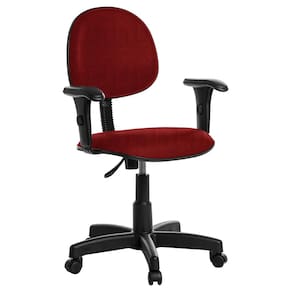 Cadeira Escritorio Executiva Com Braço Em Crepe Vermelho