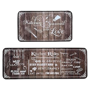 Conjunto de tapetes de cozinha Voanos Kitchen Rules 2 peças marrons
