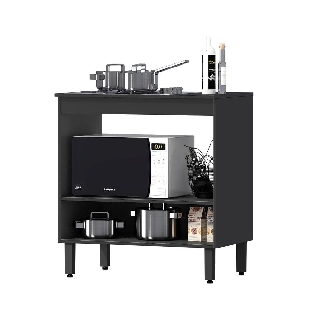 Balcão Armário Cooktop 1 Pt para Cozinha Preto - Dacheri
