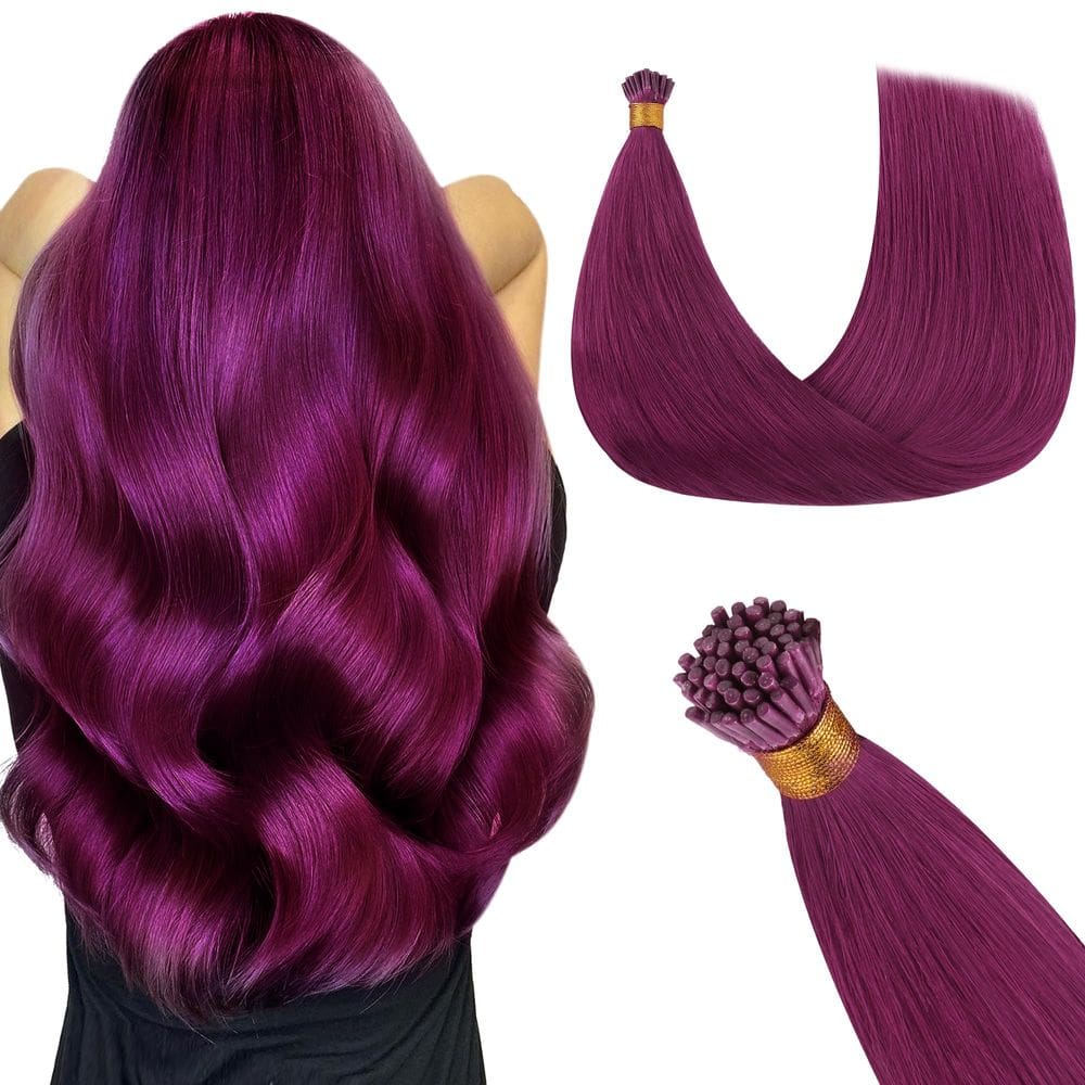 Extensões de cabelo GOO GOO I Tip 18 polegadas 50 g 50g Cabelo humano violeta