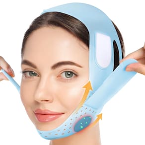 Máscara de queixo para cima JUSRON V-Line com alça facial de silicone azul claro