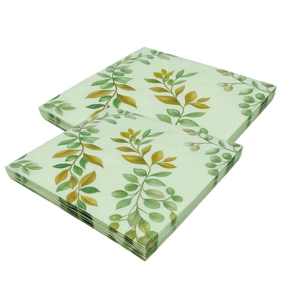 Kit 2 Pacotes Guardanapo Decorado Folhagens Folhas Duplas 33cm 40 Folhas - Tuut