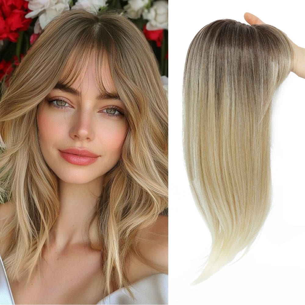Topper de cabelo ELEVAVE de 18 cm com franja fina e sem corte para mulheres