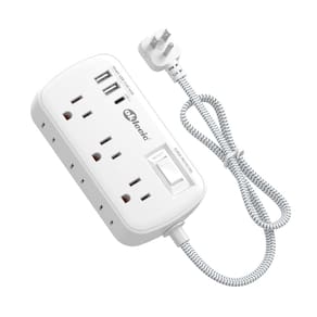 Cabo de extensão Power Strip Surge Protector de 3 pés com 6 tomadas, 3 USB