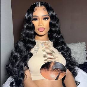 Peruca UWLK sem cola HD com fecho de renda Body Wave 100% cabelo humano