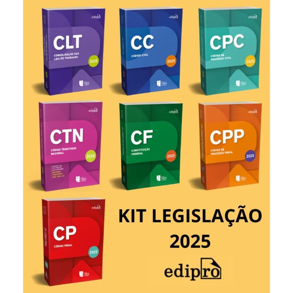 KIT COLEÇÃO LEGISLAÇÃO 2025 – Constituição Federal 2025 + CLT 2025 + Código Civil 2025 + Código de Processo Civil 2025 + Código Penal 2025 + Código d