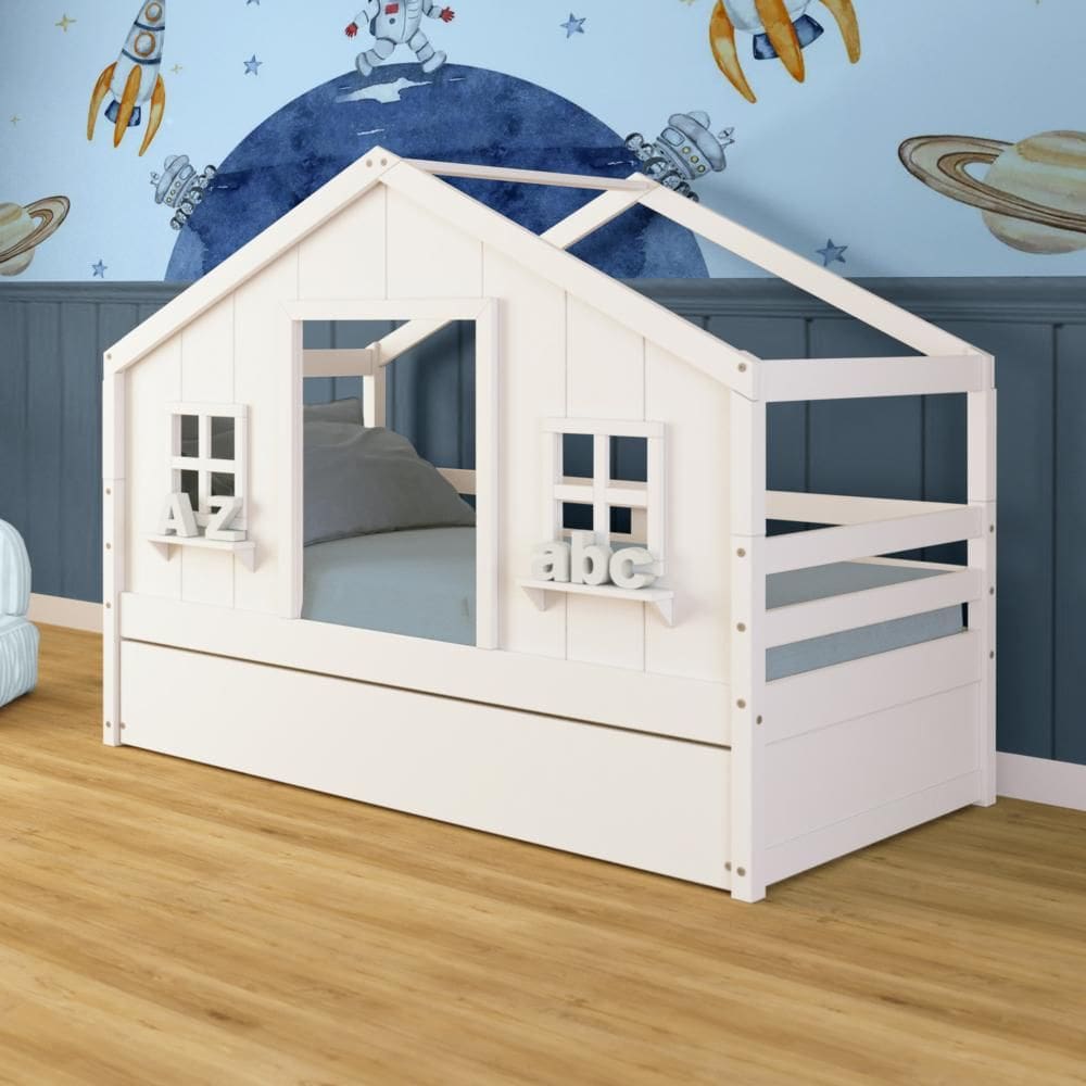 Bicama Casinha dos Sonhos Madeira Maciça Branco Megamobilia