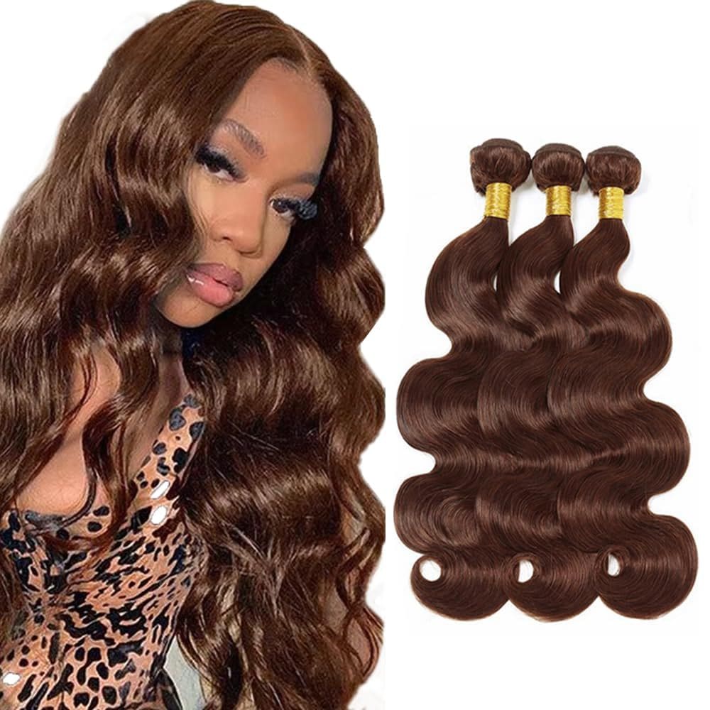 #4 Pacotes de cabelo humano WuvusNM Chocolate Brown Body Wave 300g