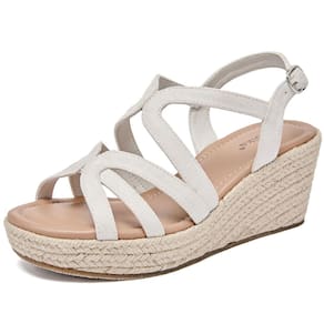 Sandálias Luoika Wide Wedge para mulheres brancas 816 tamanho 7,5XW